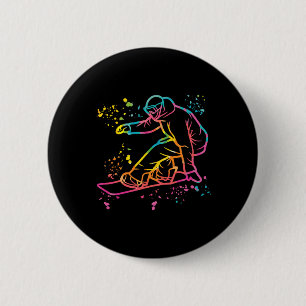 Chapa Redonda De 5 Cm Snowboarder Colorful Snowboard 33