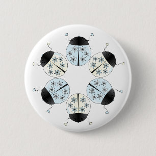 Chapa Redonda De 5 Cm Snowflake Ladybug