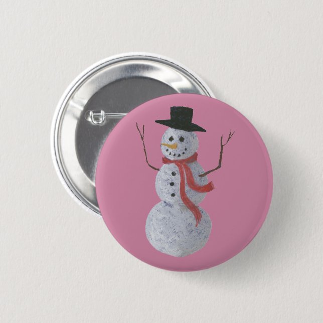 Chapa Redonda De 5 Cm Snowman (Anverso y reverso)