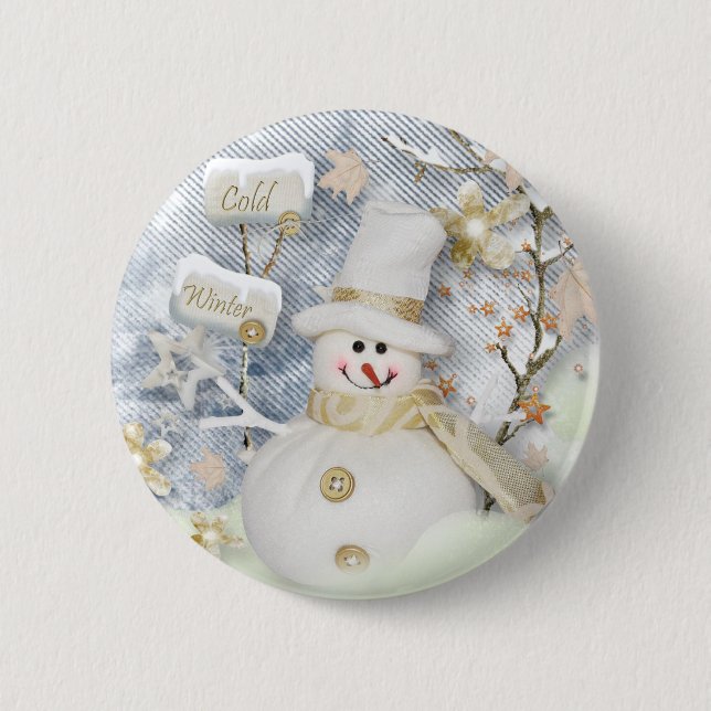 Chapa Redonda De 5 Cm Snowman de invierno frío (Anverso)