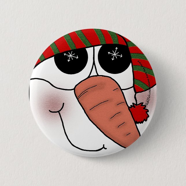 Chapa Redonda De 5 Cm Snowman Face Snowflake Sparkake (Anverso)