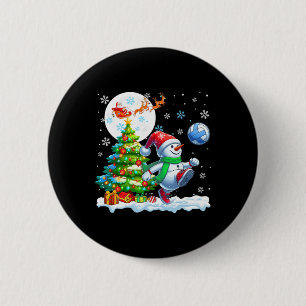 Chapa Redonda De 5 Cm Snowman jugando al voleibol navideño costo colorid