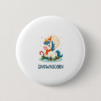 Chapa Redonda De 5 Cm Snownicorn Unicornio Lindo Muñeco de Nieve Navidad
