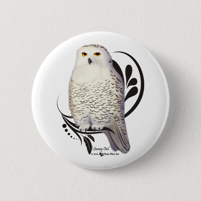 Chapa Redonda De 5 Cm Snowy Owl (Anverso)