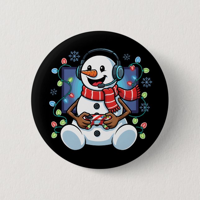 Chapa Redonda De 5 Cm Snowy Snowman Gamer (Anverso)