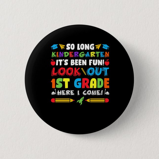 Chapa Redonda De 5 Cm So Long Kindergarten 1º grado (Anverso)