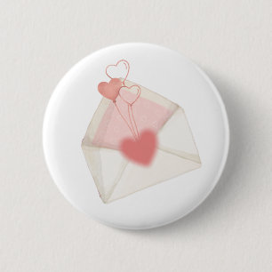 Chapa Redonda De 5 Cm Sobre de carta de amor de acuarela para San Valent