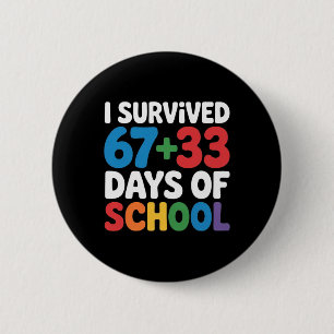 Chapa Redonda De 5 Cm Sobreviví 67+33 Días De Escuela Matemáticas Del Dí