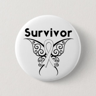 Chapa Redonda De 5 Cm Sobreviviente de cáncer de pulmón mariposa tribal