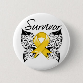 Chapa Redonda De 5 Cm Sobreviviente de cáncer infantil mariposa