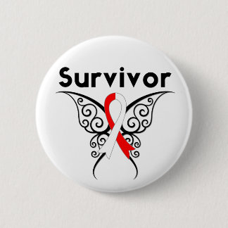 Chapa Redonda De 5 Cm Sobreviviente de cáncer oral mariposa tribal