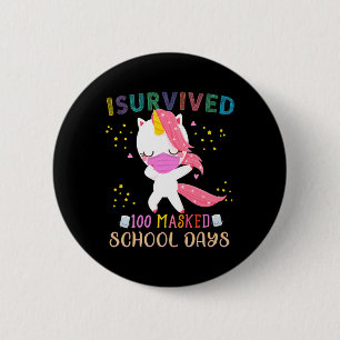 Chapa Redonda De 5 Cm Sobrevivió a 100 días escolares enmascarados daban