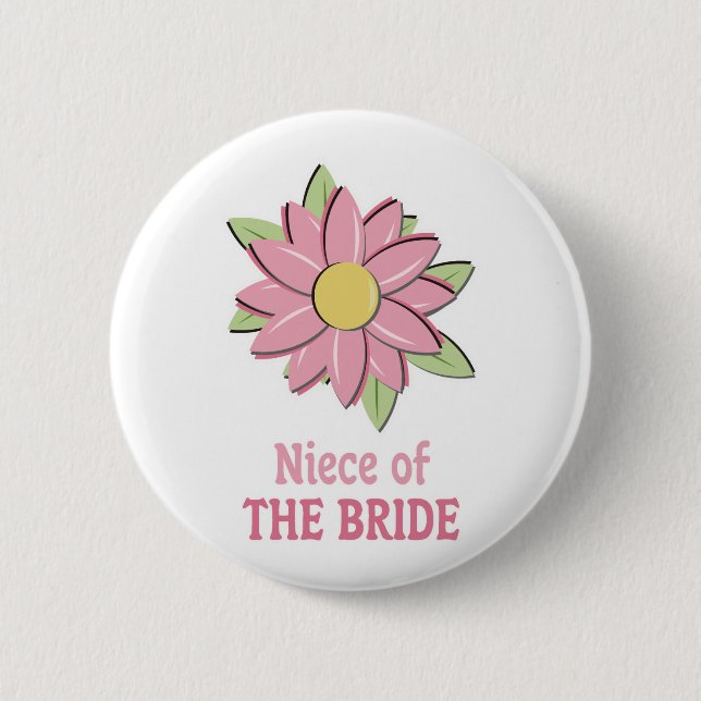 Chapa Redonda De 5 Cm Sobrina rosada de la novia de la flor (Anverso)