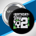 Chapa Redonda De 5 Cm Soccer Birthday - 2 Year Old Boy - 2nd Birthday<br><div class="desc">This soccer birthday party design is perfect for a 2 year old boy's soccer theme birthday party to celebrate their 2nd birthday! Great for kids that love to play soccer, watch soccer or future soccer star players! Features a soccer ball on a soccer field graphic w/ number 2 for a...</div>