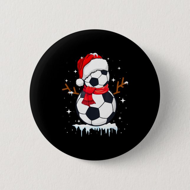 Chapa Redonda De 5 Cm Soccer Snowman Apparel, Funny Santa Christmas Men  (Anverso)