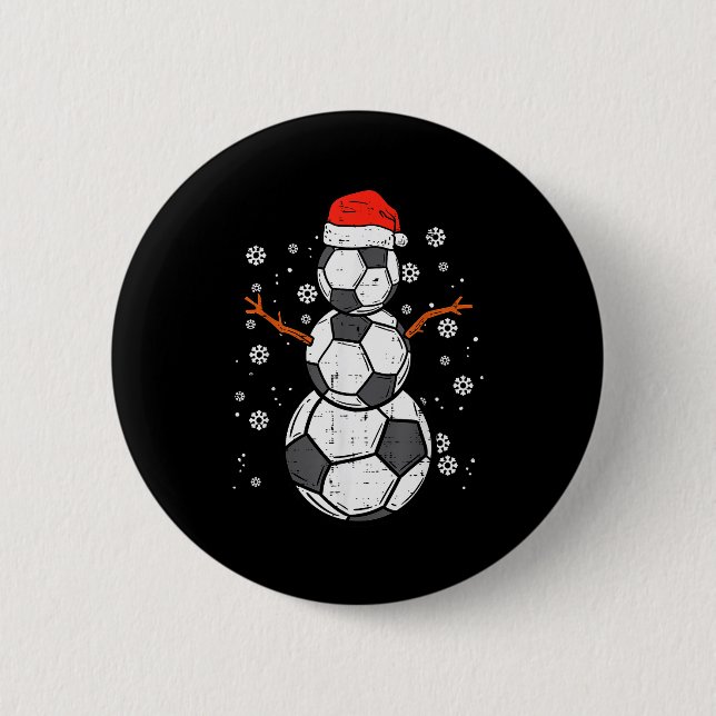 Chapa Redonda De 5 Cm Soccer Snowman Xmas Christmas Srts Boys Girls  (Anverso)