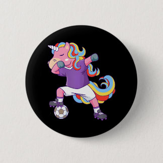 Chapa Redonda De 5 Cm Soccer Unicorn Dabbing