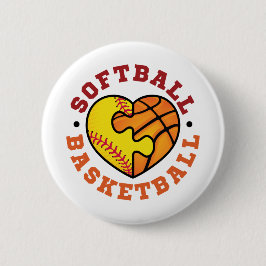 Chapa Redonda De 5 Cm Softball Basketball Heart