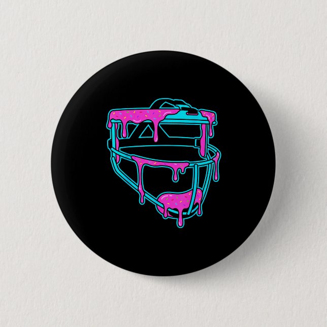 Chapa Redonda De 5 Cm Softball Catcher Drip Ice Cream Mask Sprinkles Gam (Anverso)