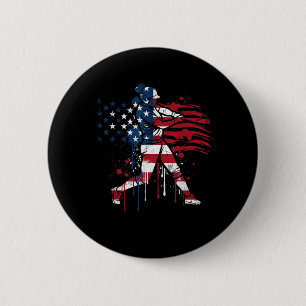 Chapa Redonda De 5 Cm Softball Drip Bandera Americana 4 de Julio Patriót