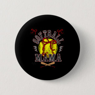 Chapa Redonda De 5 Cm Softball Mama Coquette Día de Juego de Softball