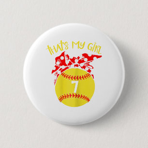Chapa Redonda De 5 Cm Softball Moño Desordenado Esa Es Mi Chica #7 Mamá