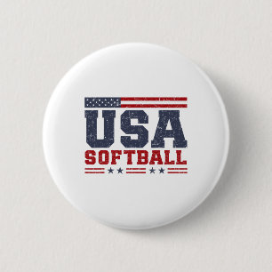 Chapa Redonda De 5 Cm Softbol Usa Bandera Americana Mujeres Hombres Sof
