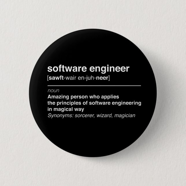 Chapa Redonda De 5 Cm Software Engineer (Anverso)