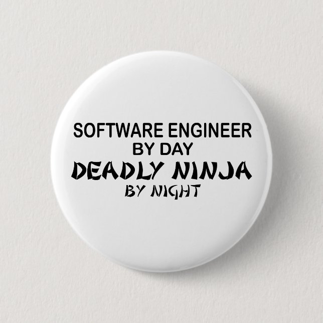 Chapa Redonda De 5 Cm Software Engineer Ninja mortal (Anverso)