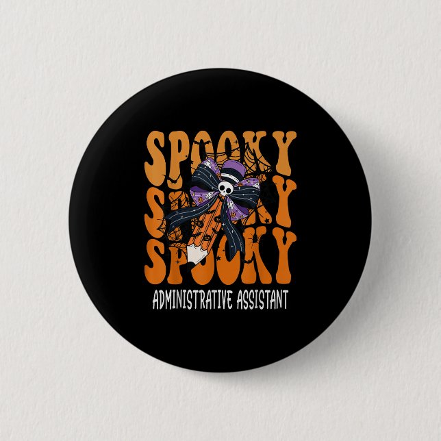 Chapa Redonda De 5 Cm Soky Administrative Istant Halloween School  (Anverso)