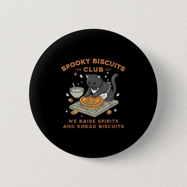 Chapa Redonda De 5 Cm Soky Biscuits Club Black Cat Pumpkin Halloween Bak (Anverso)