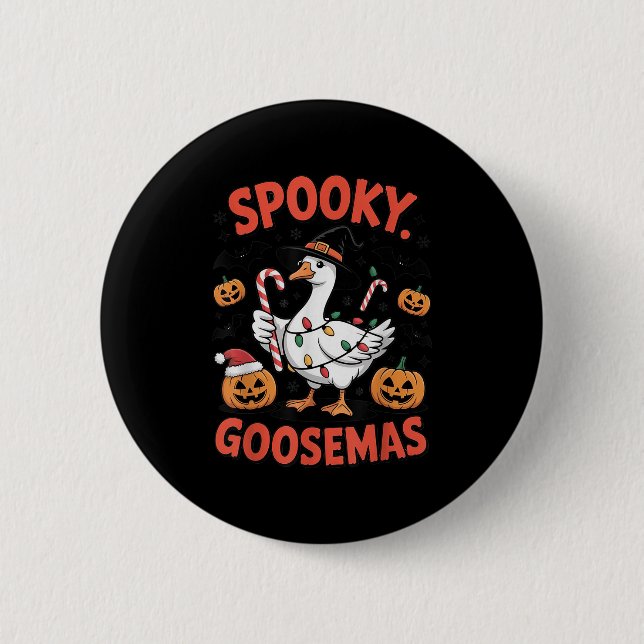 Chapa Redonda De 5 Cm Soky Goosemas Funny Goose Halloween Christmas Cost (Anverso)