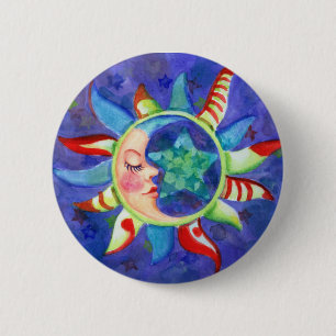 Chapa Redonda De 5 Cm SOL, LUNA y ESTRELLAS de SHARON SHARPE