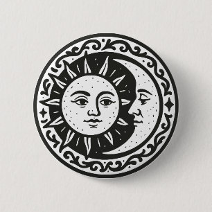 Chapa Redonda De 5 Cm Sol y luna