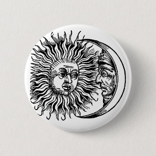 Chapa Redonda De 5 Cm Sol y luna medievales
