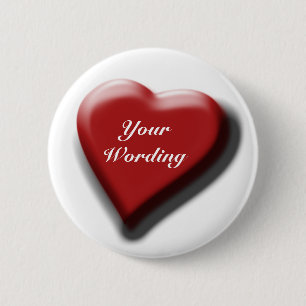 Chapa Redonda De 5 Cm Solas insignias adaptables del corazón rojo