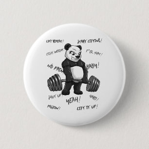 Chapa Redonda De 5 Cm Sólida Panda Deadlift Shirt Man Bodybuilder Bear P