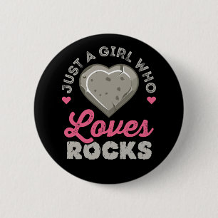 Chapa Redonda De 5 Cm Sólo un Chica que ama al coleccionista de rock geo