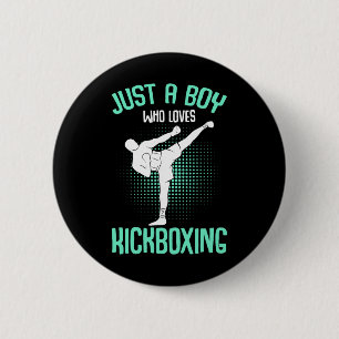Chapa Redonda De 5 Cm Solo un chico que ama el kickboxing Kickboxer Niño