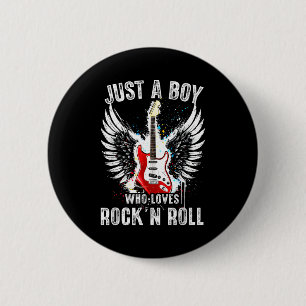 Chapa Redonda De 5 Cm Solo un chico que ama Rock And Roll Banda de Guita
