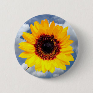 Chapa Redonda De 5 Cm Sólo un florecimiento de girasol + tu texto e idea