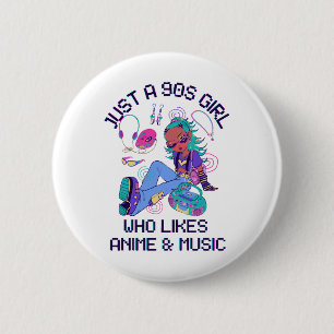 Chapa Redonda De 5 Cm Sólo una chica de los 90 que le gusta la música