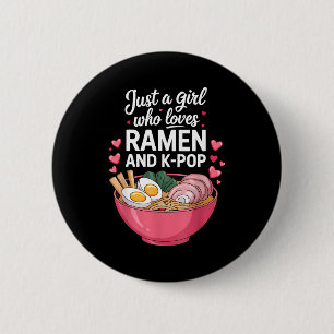 Chapa Redonda De 5 Cm Solo Una Chica Que Ama El Ramen Y K-p Chica Kp K P