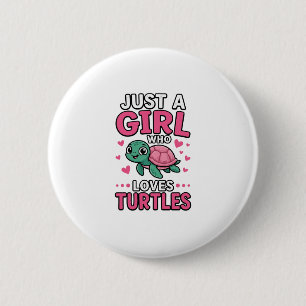 Chapa Redonda De 5 Cm Solo una chica que ama las tortugas Diseño de vect