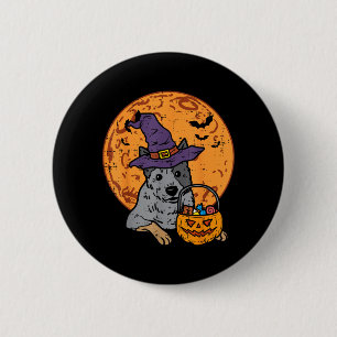 Chapa Redonda De 5 Cm Sombrero de Bruja Luna Jack O Lantern Halloween He
