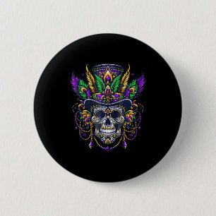 Chapa Redonda De 5 Cm Sombrero de cráneo de Mardi Gras Doctor Brujo de N