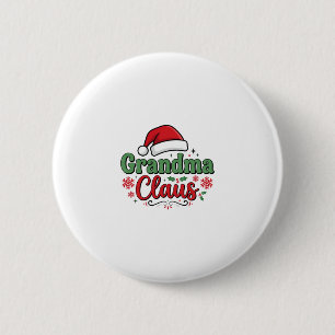 Chapa Redonda De 5 Cm Sombrero de Navidad de Santa Claus Abuela