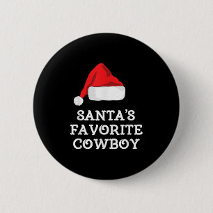 Chapa Redonda De 5 Cm Sombrero de Navidad de vaquero favorito de Santa N