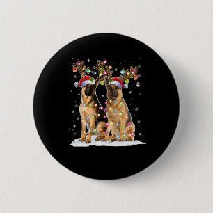 Chapa Redonda De 5 Cm Sombrero de reno Malinois belga Santa Luz de Navid