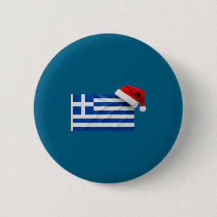 Chapa Redonda De 5 Cm Sombrero de Santa bandera griega divertido Navidad